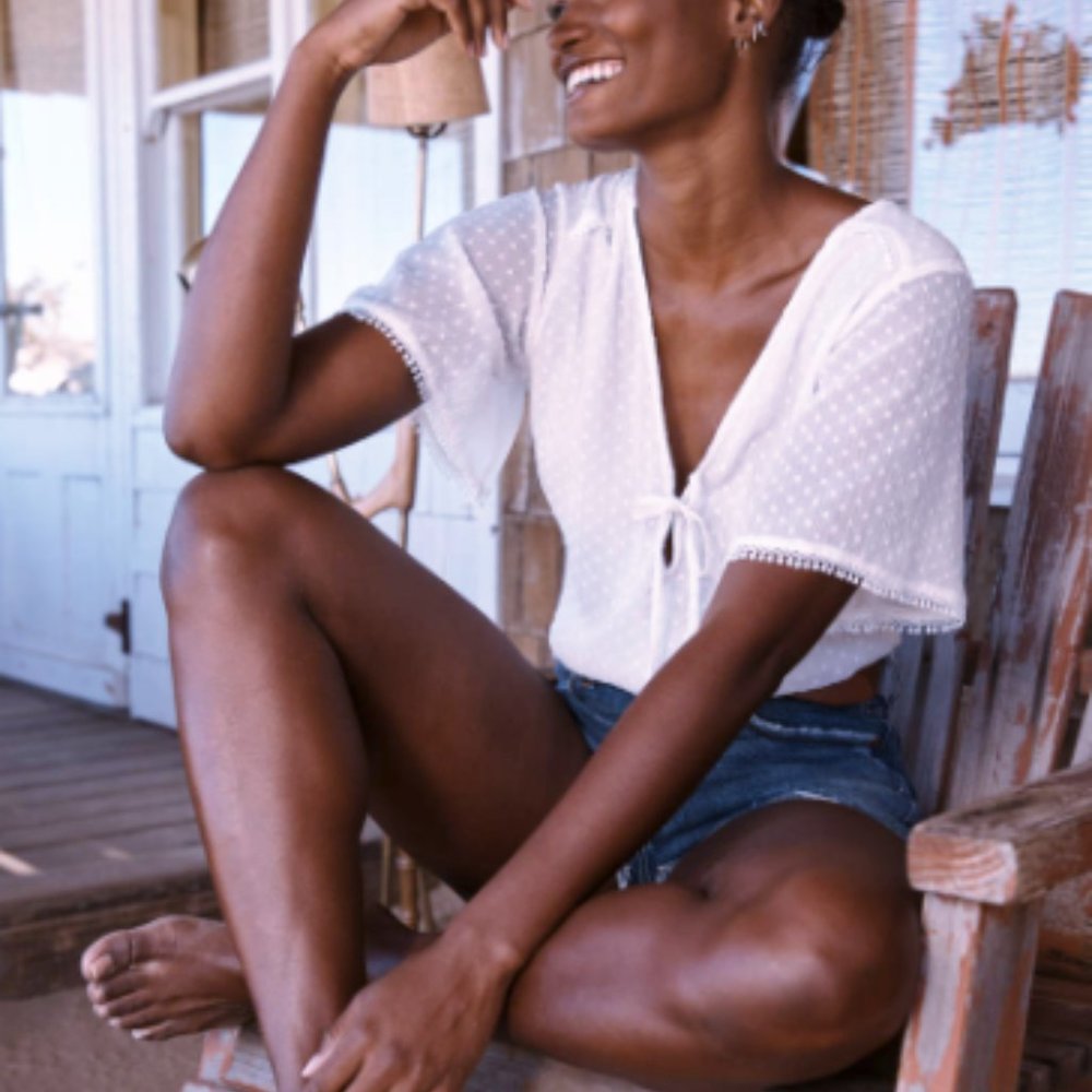 Short-Sleeve Chiffon Bodysuit